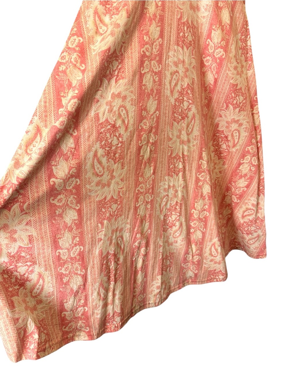 Chaps Women’s Coral/Cream Paisley Prairie Cotton Sleeveless Maxi Dress sz M - Picture 3 of 14